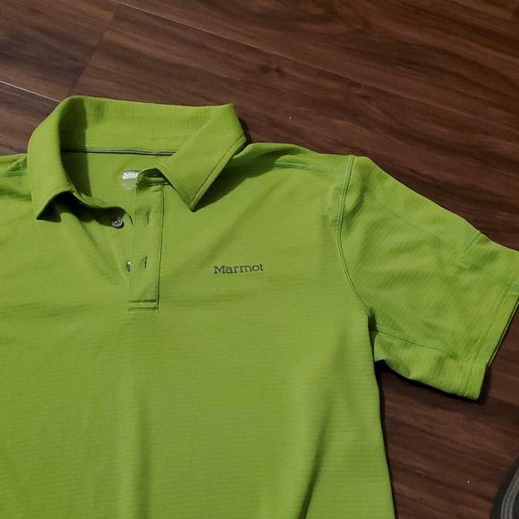 Marmot Men’s Bright Lime Green Polo - Picture 3 of 9
